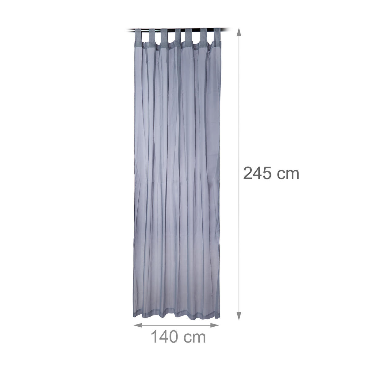 2XVORHÄNGE - Silberfarben, Textil (140/0.1/245cm) - Relaxdays