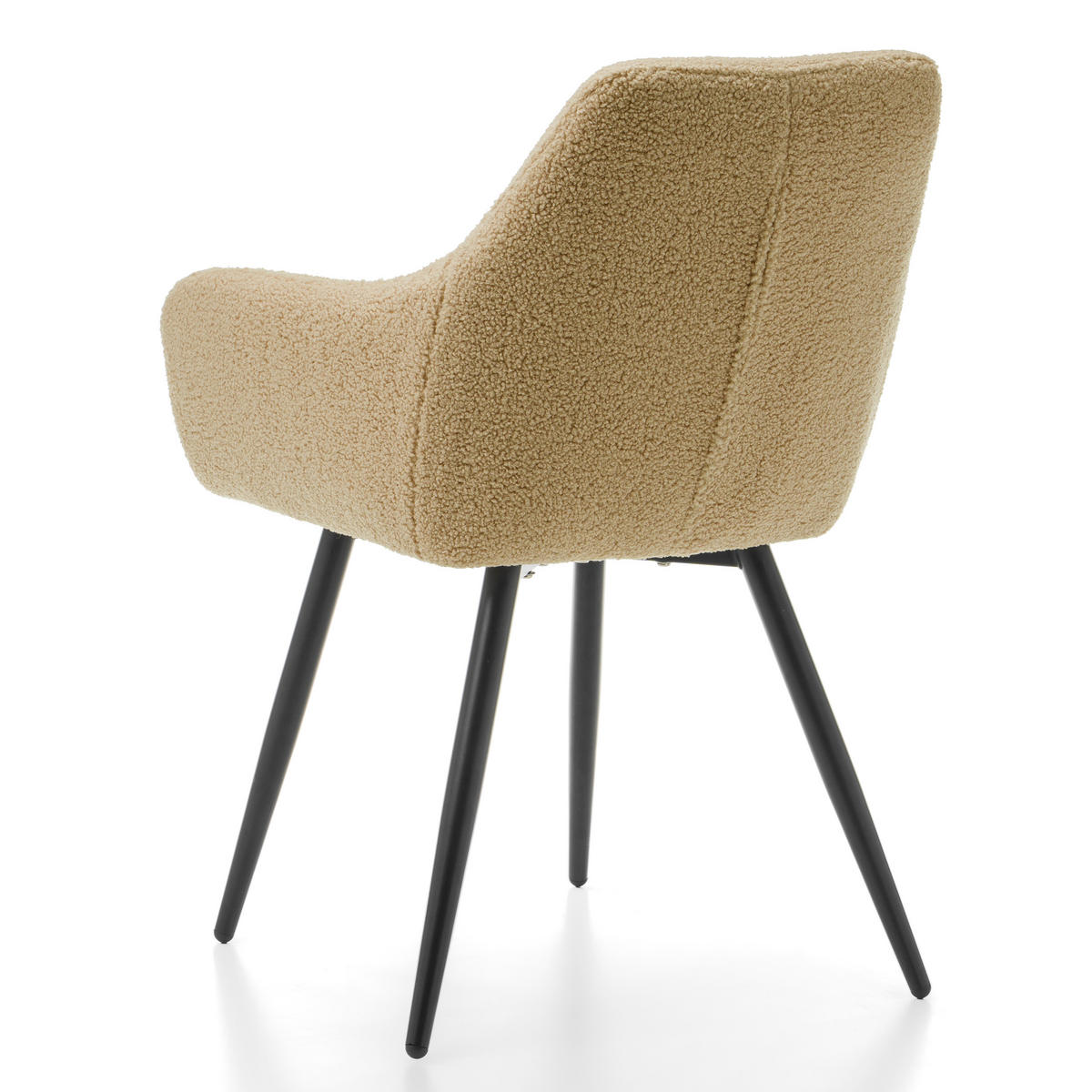 STUHL BOUCLE gepolsterter - beige - Boucle TEDDY - Beige/Schwarz, Metall (58/87/61cm) - NEW HOME