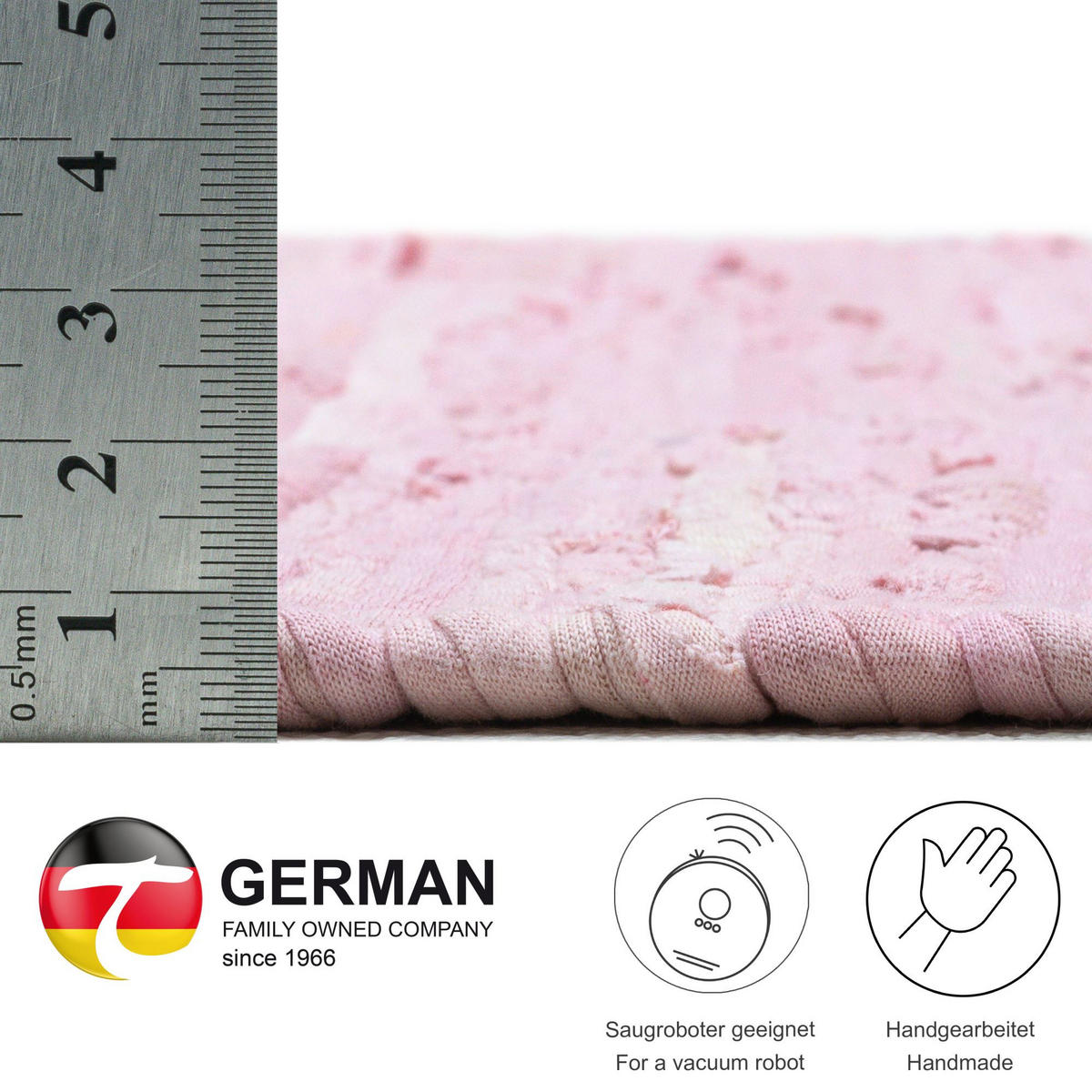 FLECKERLTEPPICH Chindi 70x140 cm - Rosa, Textil (70/140cm) - Rug and Roll