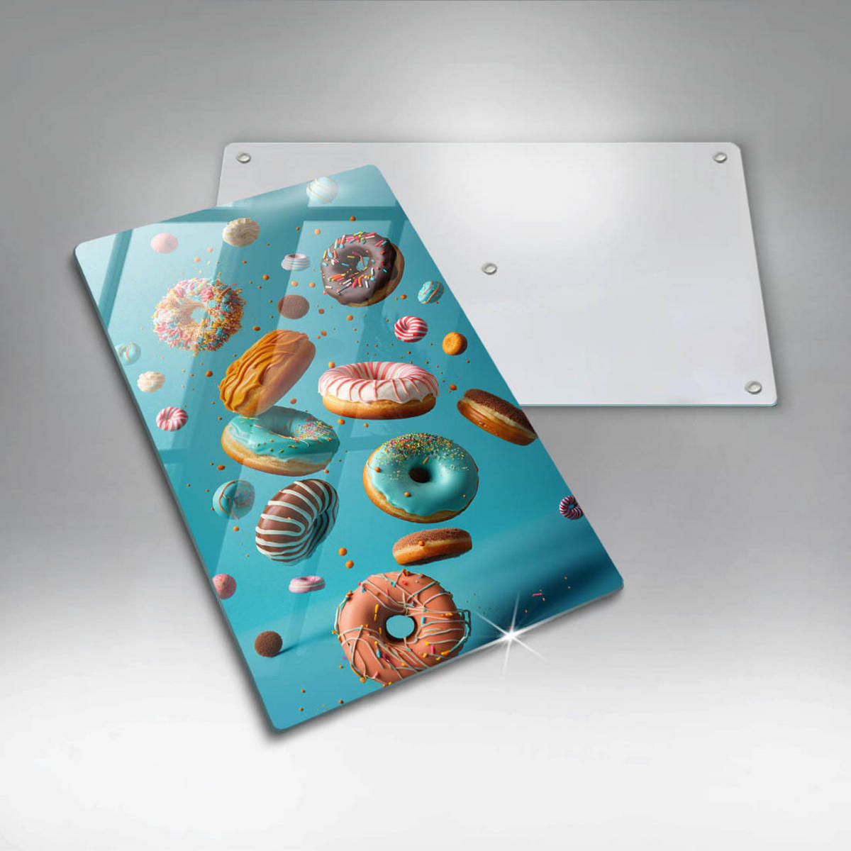 GLASPLATTE 30x52 cm Bunte Donuts - Grau, Glas (30/52cm) - Wallfluent