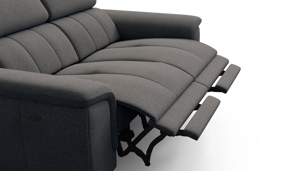 RELAXSOFA FIERO 2-Sitzer mit 2 Relaxfunktionen, dunkelgrau - Dunkelgrau/Schwarz, Holzwerkstoff/Textil (170/82/103cm) - Courtois Laville