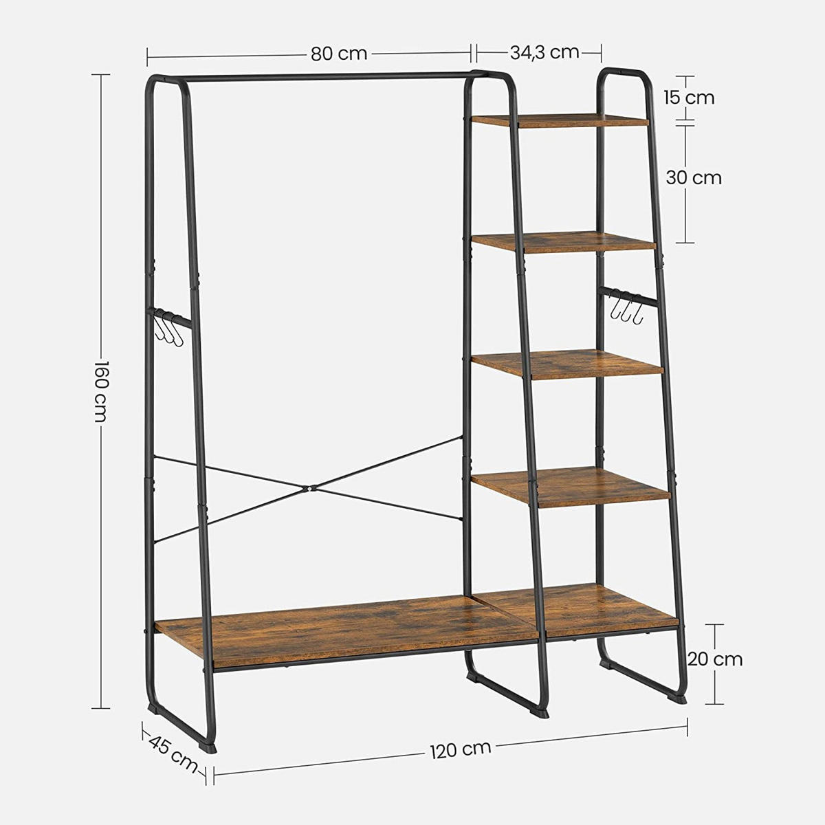 KLEIDERSTÄNDER - Braun, Holzwerkstoff (120/160/45cm) - Hansiro