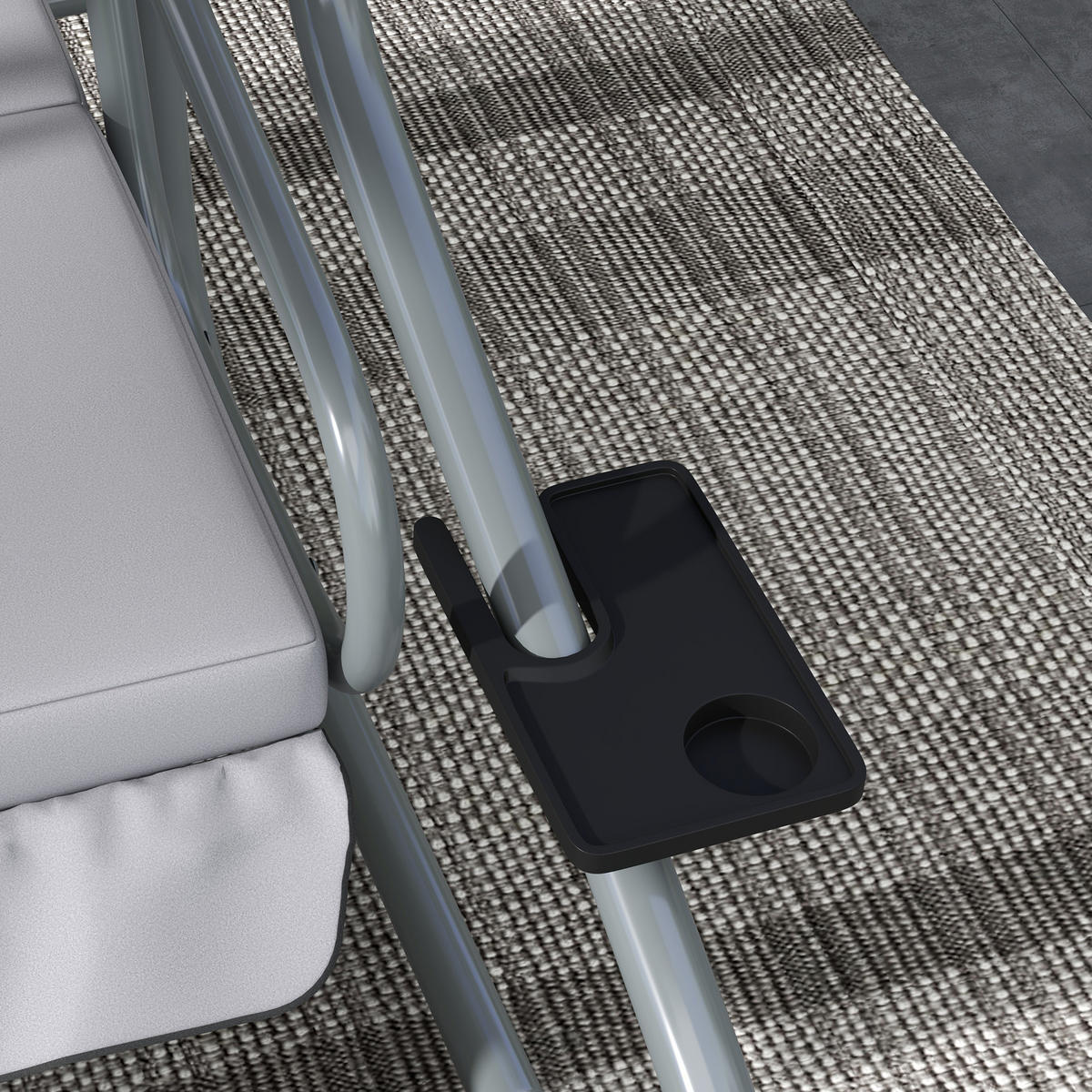 2-IN-1 HOLLYWOODSCHAUKEL DE-07032 Mit Liegefunktion, verstellbares Dach, Grau - Hellgrau, Textil/Metall (200/164/120cm) - ComfortXL