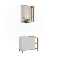 BADMÖBEL-SET Karen Sonoma/Weiß 2 Teile - Weiß/Sonoma Eiche, Holzwerkstoff (80/65/35cm) - Vicco