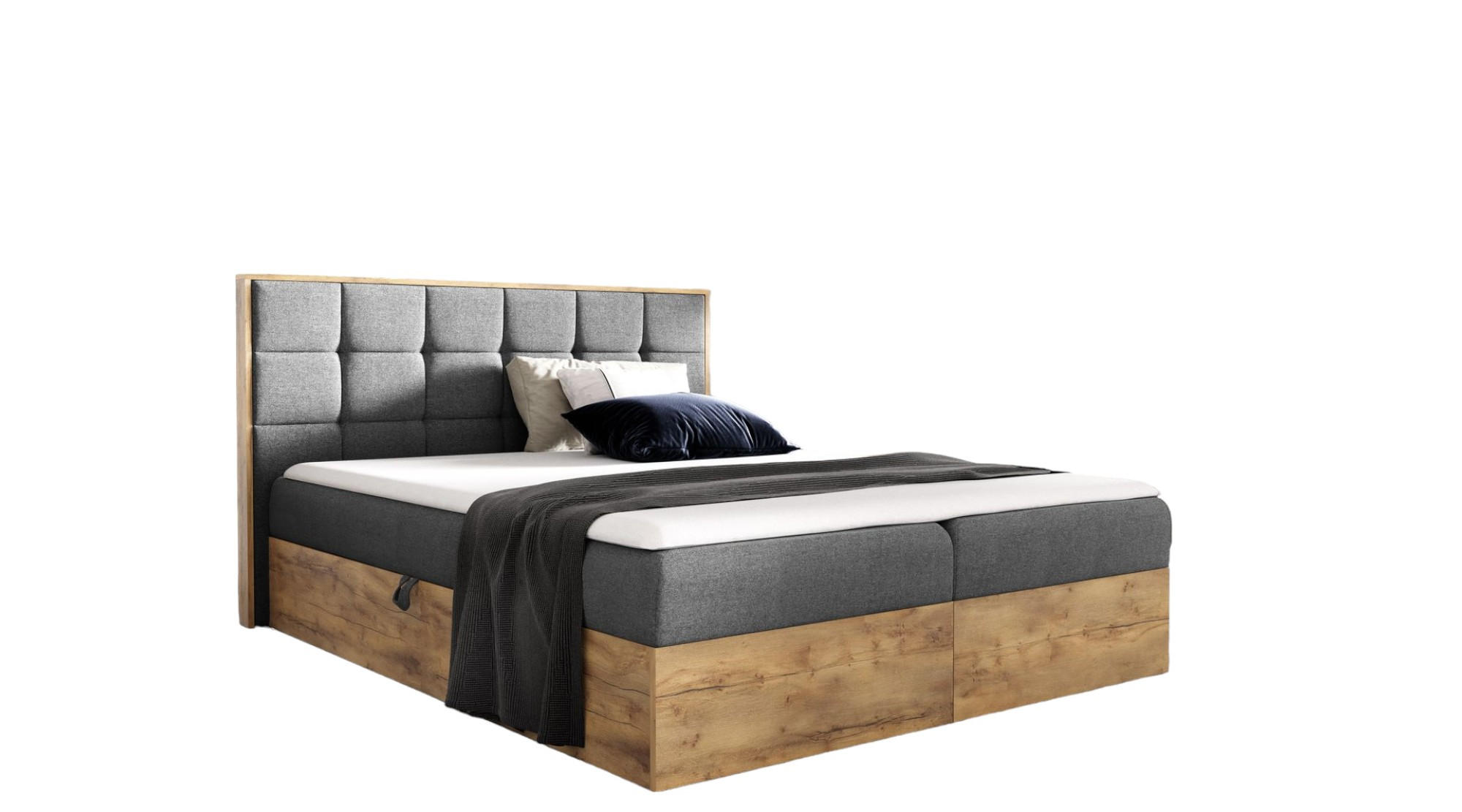 BOXSPRINGBETT Bizon in Stoff Faro - Grau, Textil (180/200cm) - AN-Moebel 4u