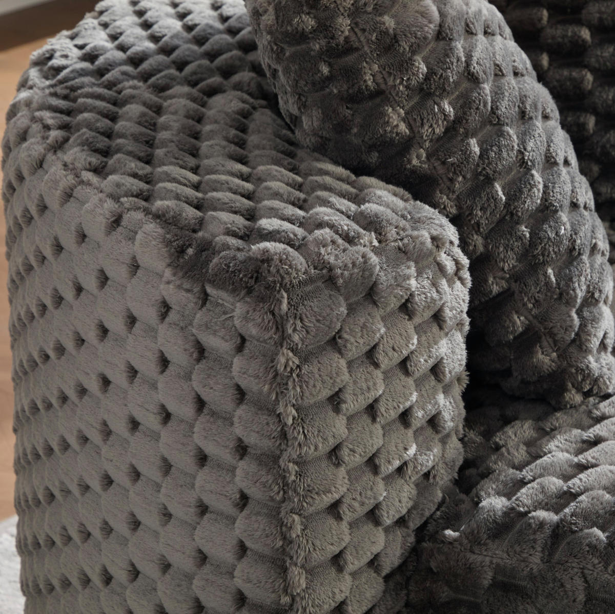 SESSEL mit Hocker 130 x 115 x 103 cm Stoff Dark Grey - Dunkelgrau, Holzwerkstoff (116/65/129cm) - Meubliv