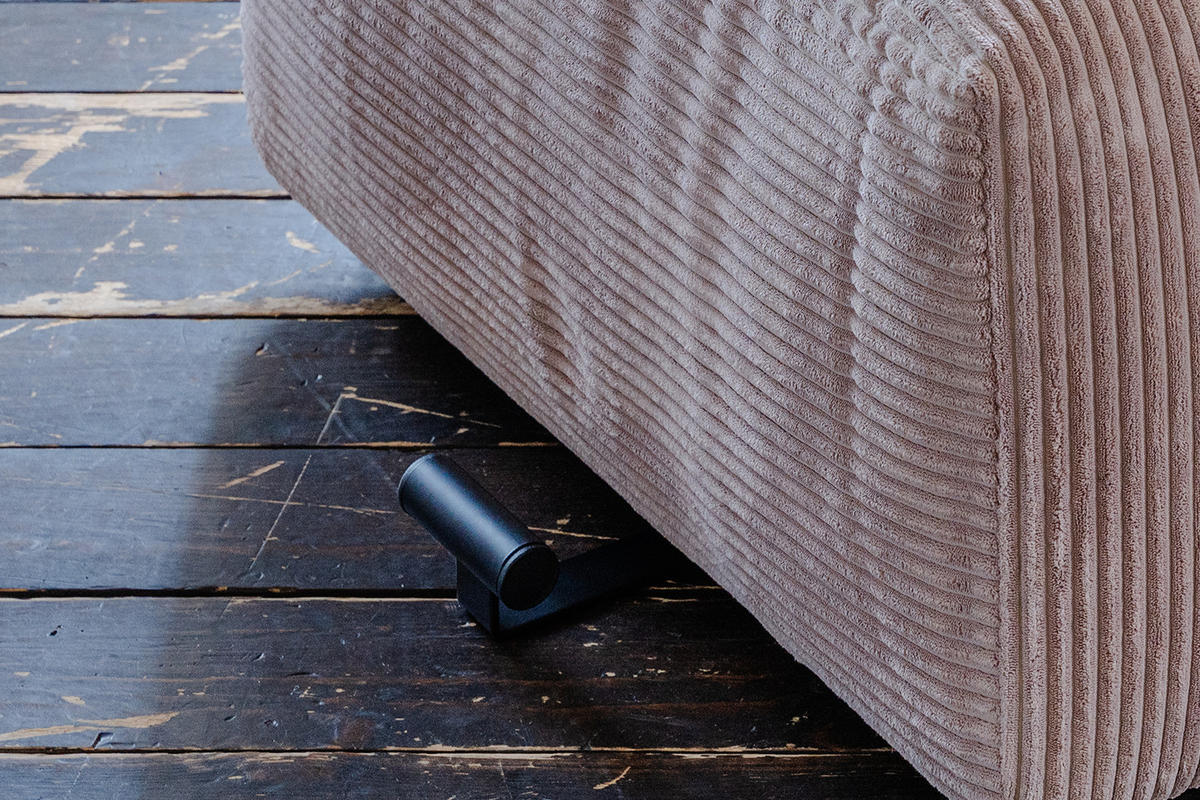 HOCKER MIA Taupe Cord - Taupe/Schwarz, Kunststoff/Textil (117/47/84cm) - KAWOLA