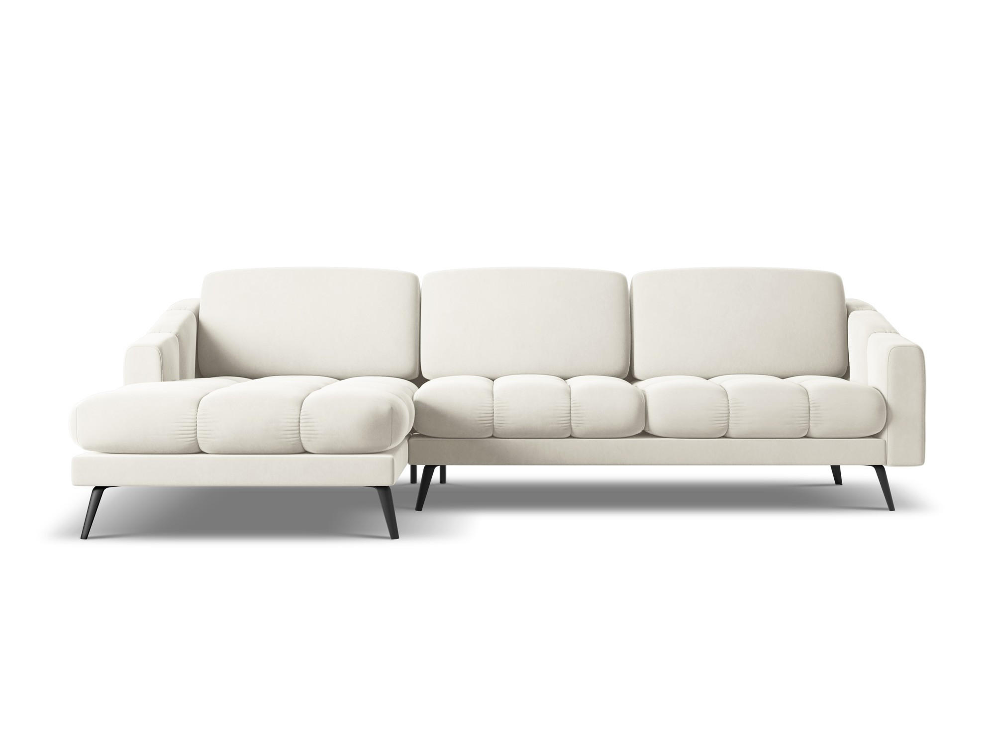 ECKSOFA Links Samt Stoff Beige - Beige/Creme, Textil/Metall (160/264cm) - Makamii