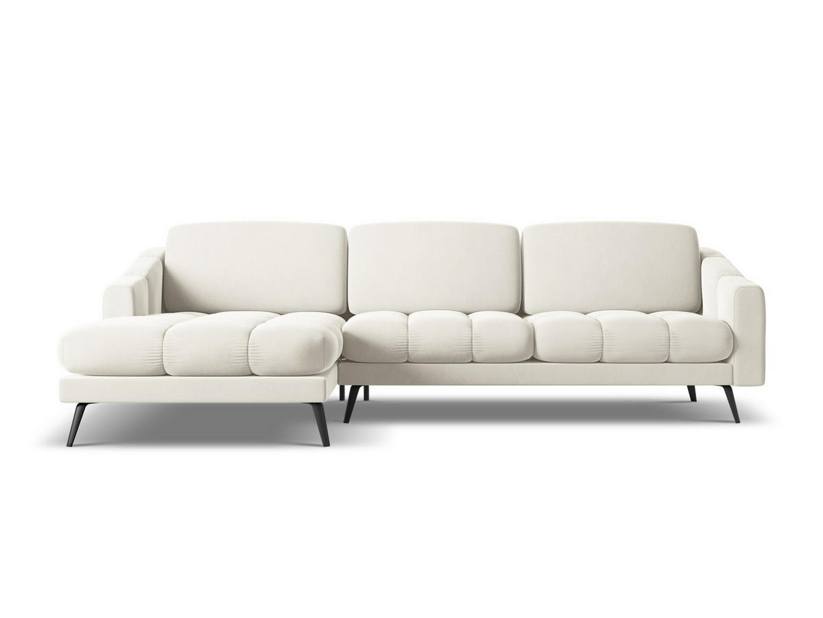 ECKSOFA Links Samt Stoff Beige - Beige/Creme, Textil/Metall (160/264cm) - Makamii