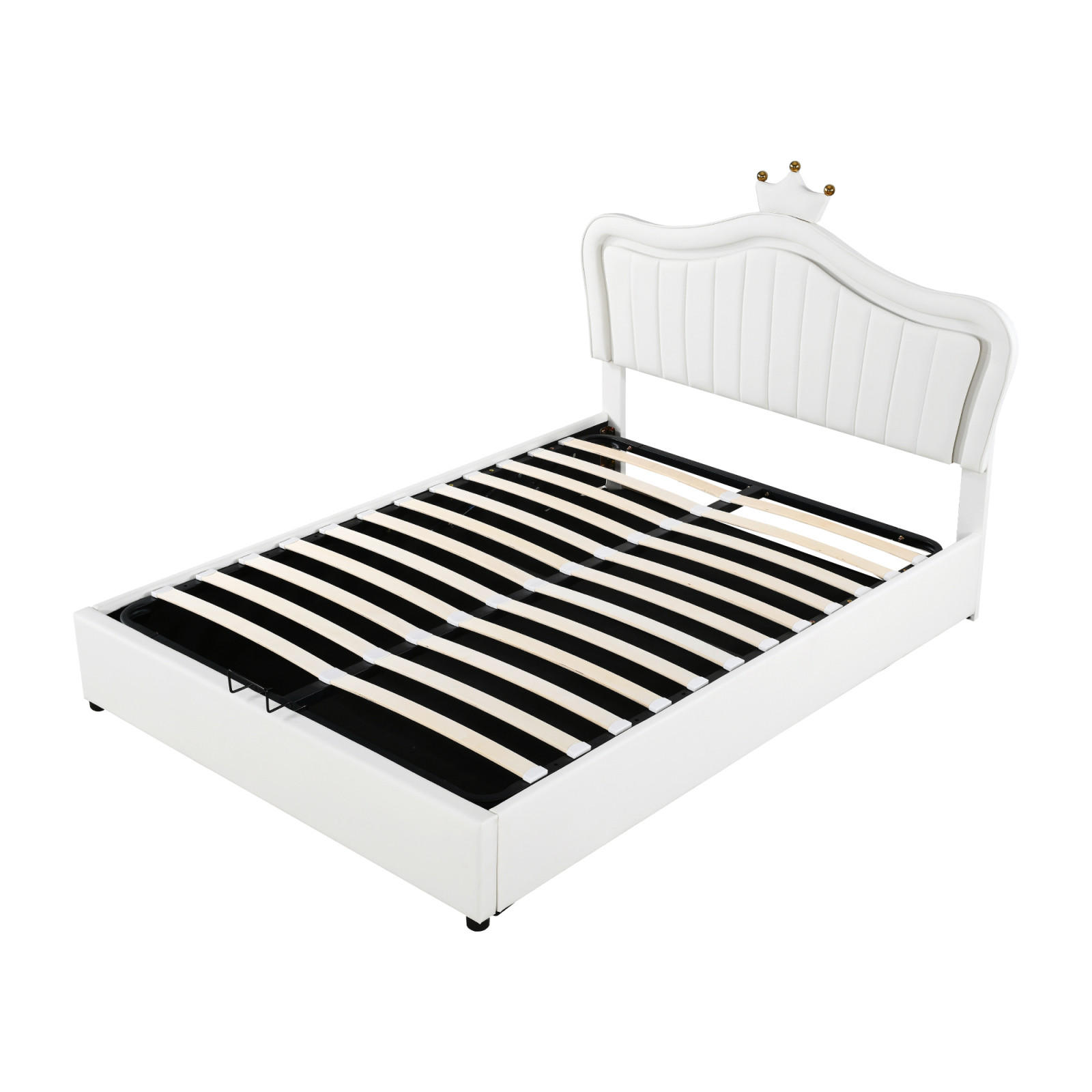 KINDERBETT 140x200 cm LED Krone weiß - Weiß, Textil (140/200cm) - LEBENLANG