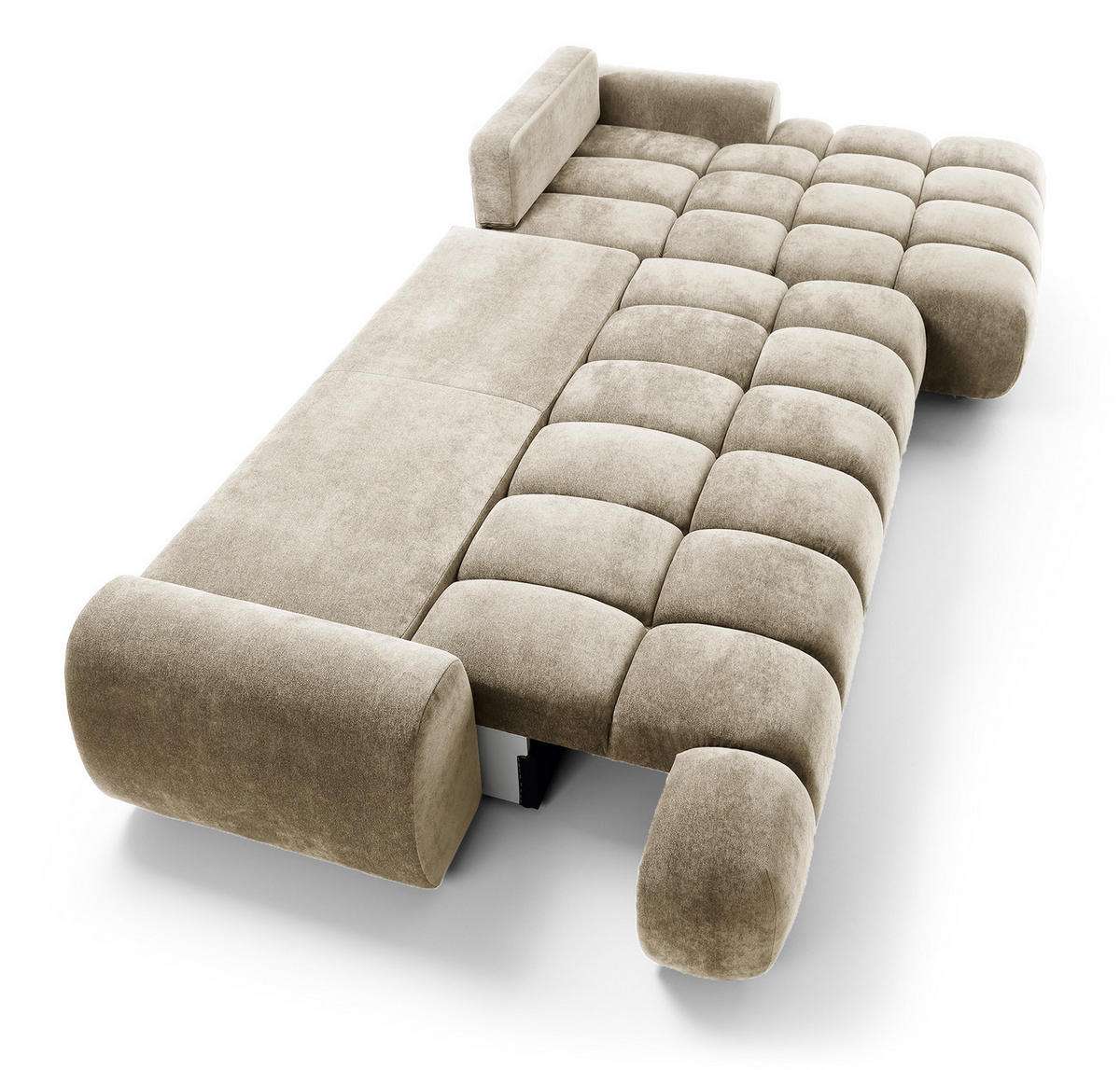 ECKSOFA 340 cm Valerio II, Schlaffunktion, Bettkasten, Rechts, Beige - Beige, Holz (177/340cm) - Emporius