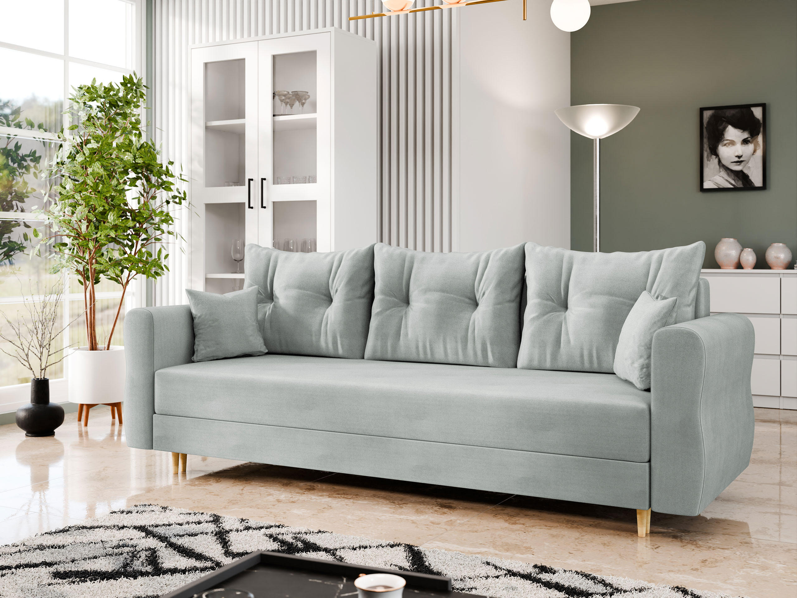 SCHLAFSOFA Zako S 3 - Hellgrau/Naturfarben, Holz/Textil (231/85/77cm) - MIRJAN24
