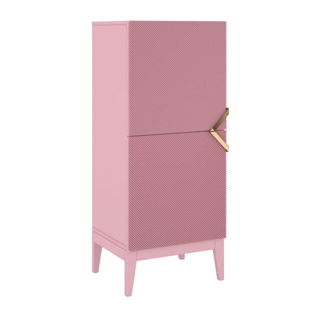HIGHBOARD Demi 2D High, Pink-Gold, Mit Gefrästen Fronten, Massive Buche - Rosa, Holz/Holzwerkstoff (50.5/120.5/42cm) - Visby