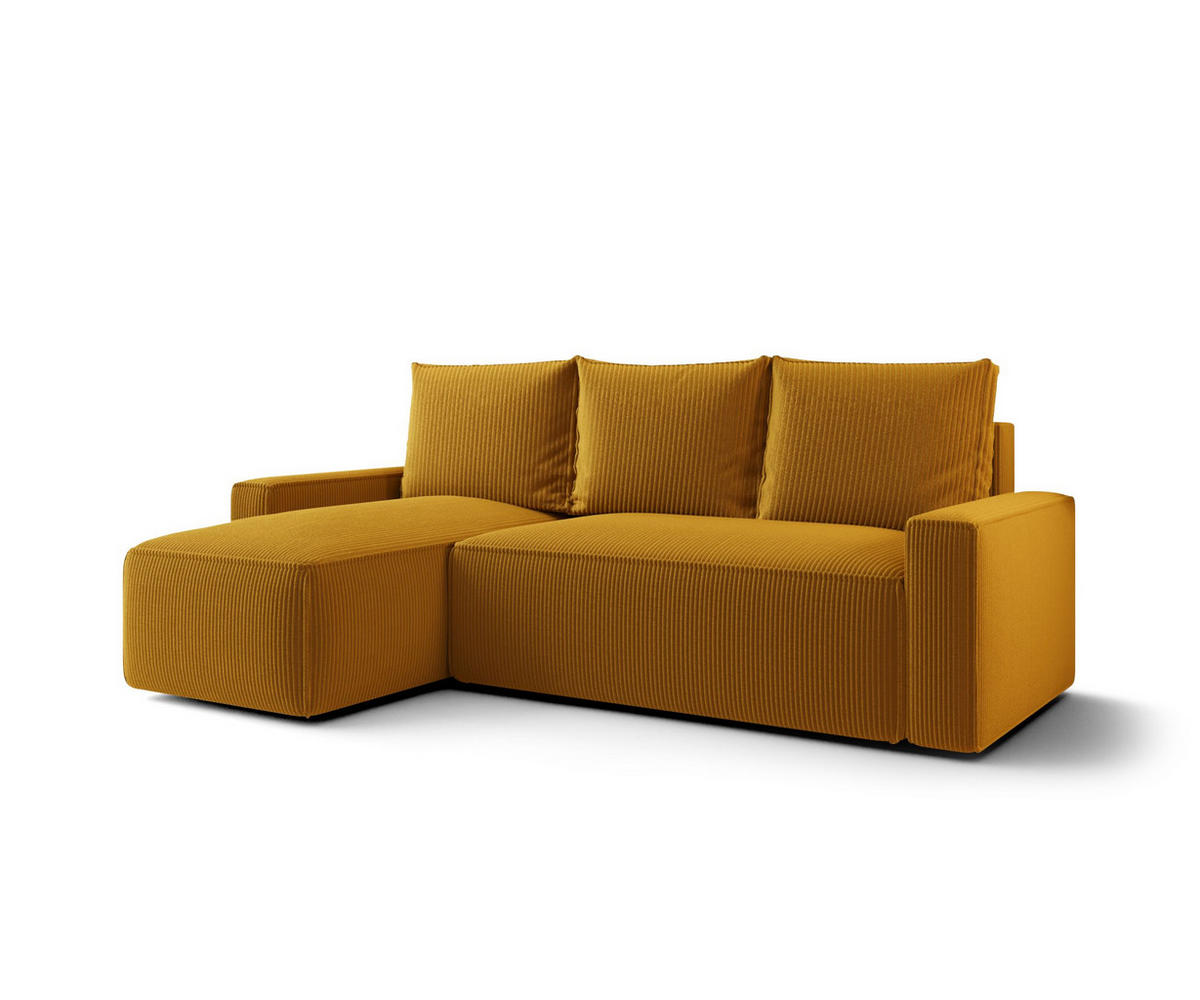ECKSOFA mit Schlaffunktion SAVIO Poso 01 Links - Currygelb, Textil (232/140cm) - Bedante