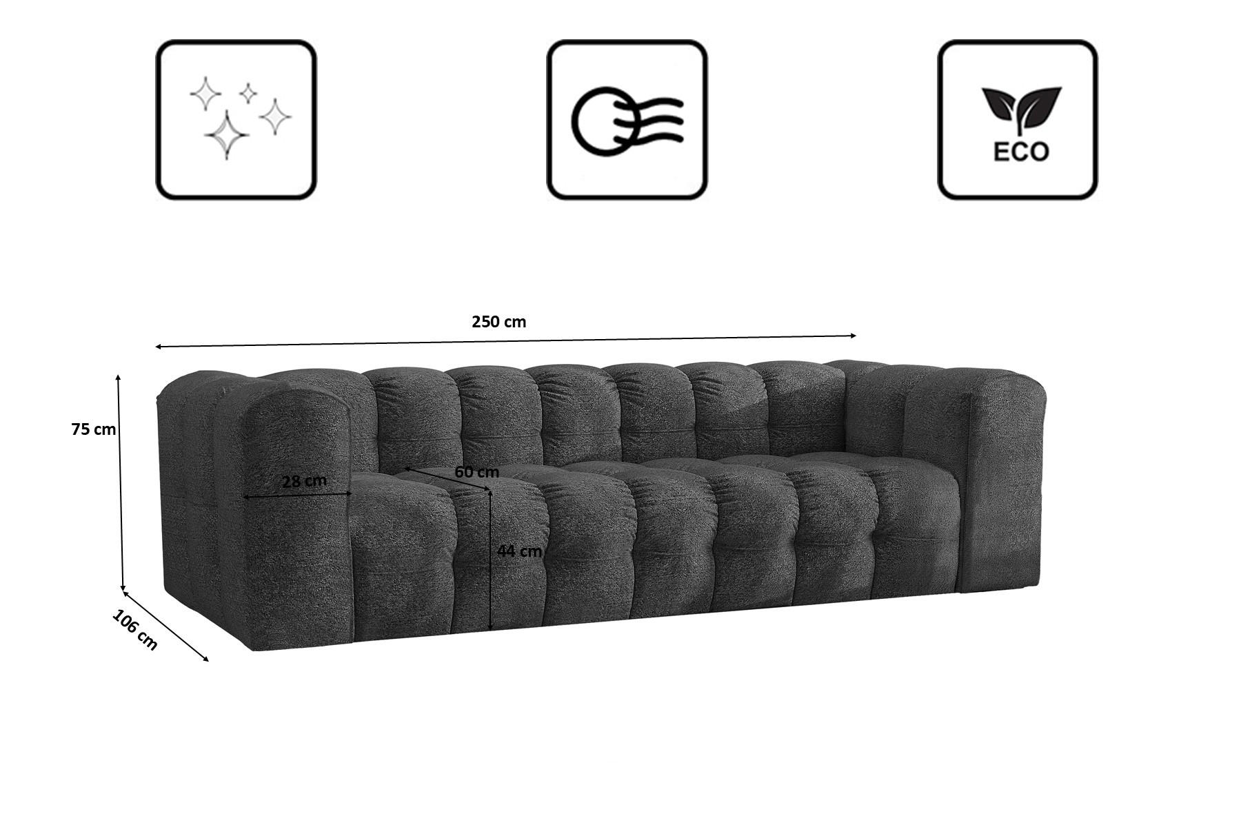 Thumbnail - Kaiser Möbel Sofa, Graphit, Holz, 250x75x106 cm, Wohnzimmer, Sofas & Couches, Sofas