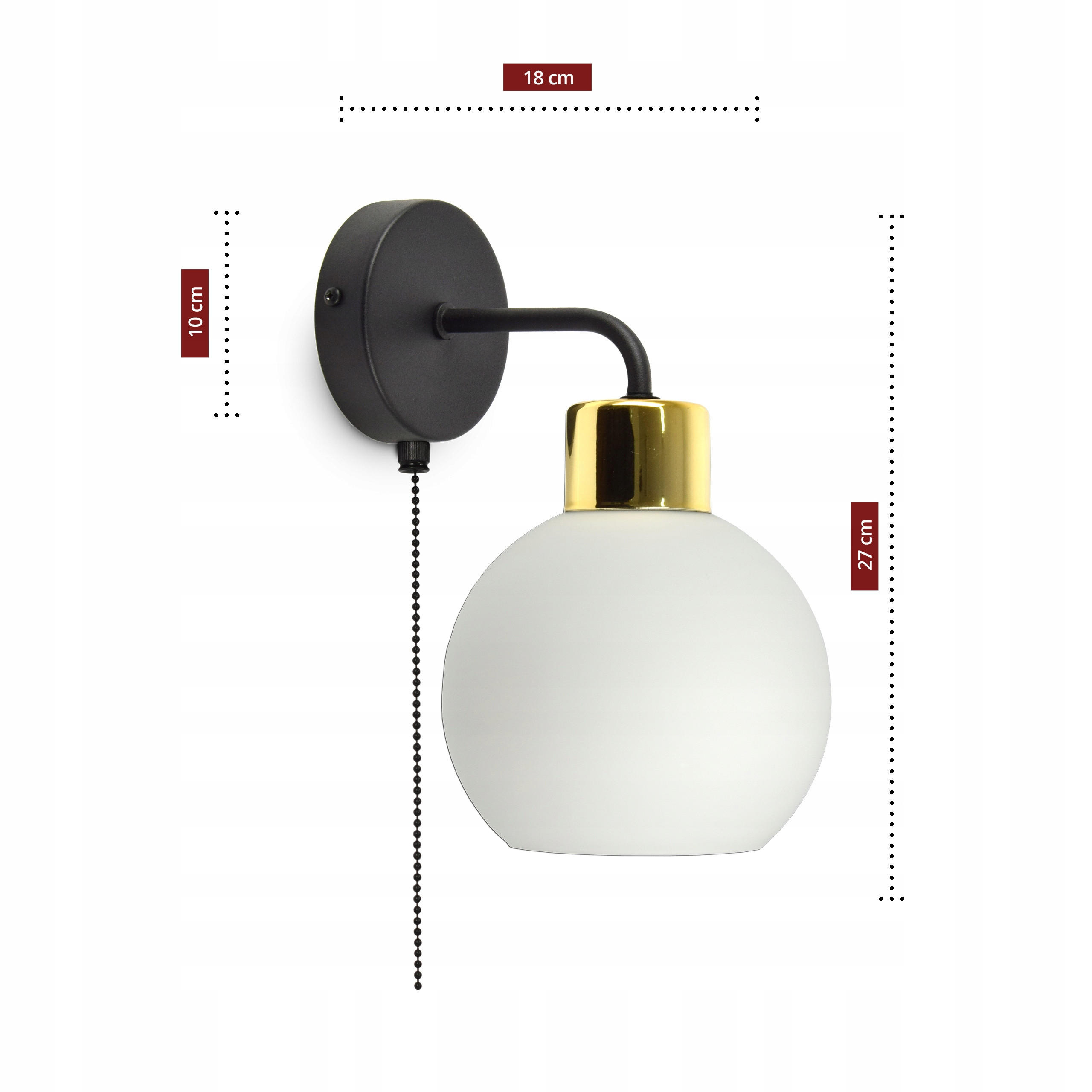 WANDLEUCHTE Milano Spot - Goldfarben/Schwarz, Glas/Metall (18/27/14cm) - kiki design