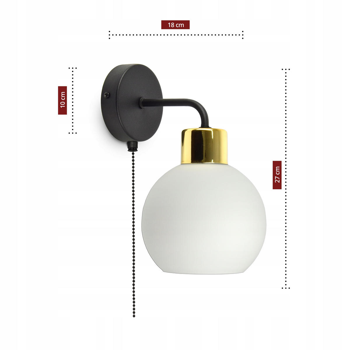 WANDLEUCHTE Milano Spot - Goldfarben/Schwarz, Glas/Metall (18/27/14cm) - kiki design