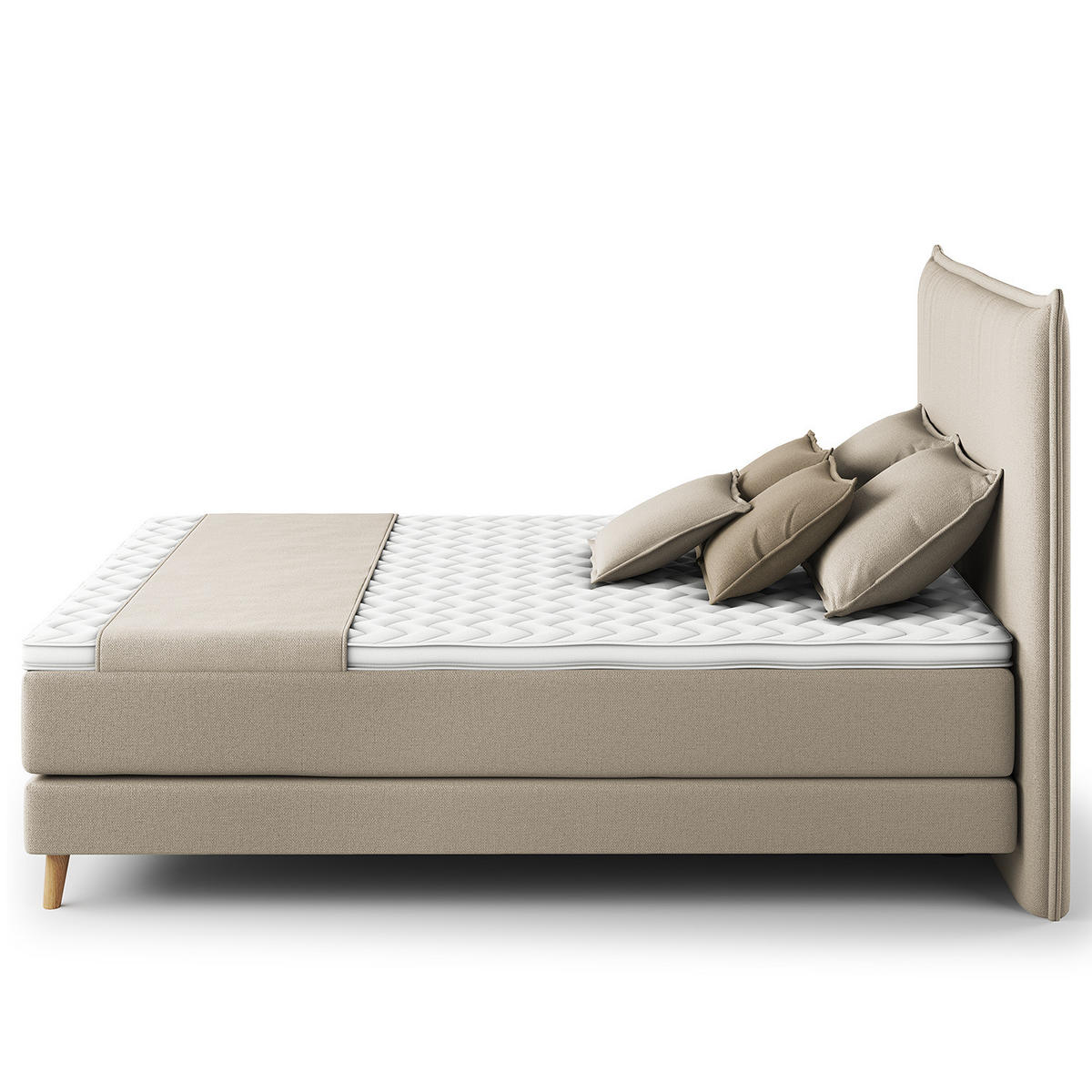 BOXSPRINGBETT - Klassisch - Beige, Holz (180/200cm) - home24