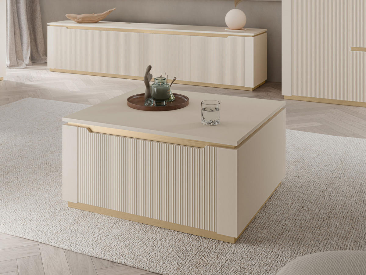 COUCHTISCH Hilafin 2K - Sandfarben/Goldfarben, Holzwerkstoff/Kunststoff (70/80/40cm) - MIRJAN24