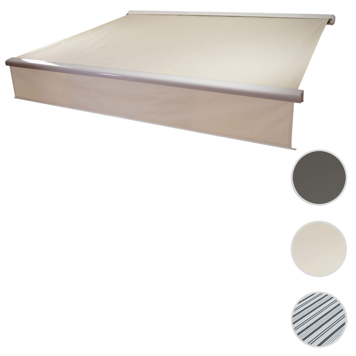 KASSETTEN-MARKISE VOLANT AUSFAHRBAR Cremeweiß - Weiß, Textil (450/15/300cm) - MCW