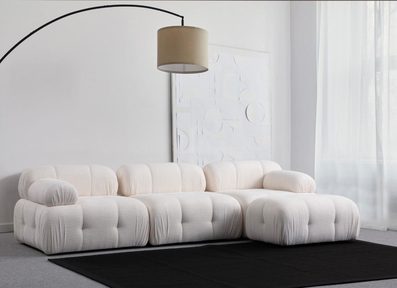 ECKSOFA inklusive Hocker - Schwarz/Weiß, Holz/Kunststoff (290/160cm) - myHomelando