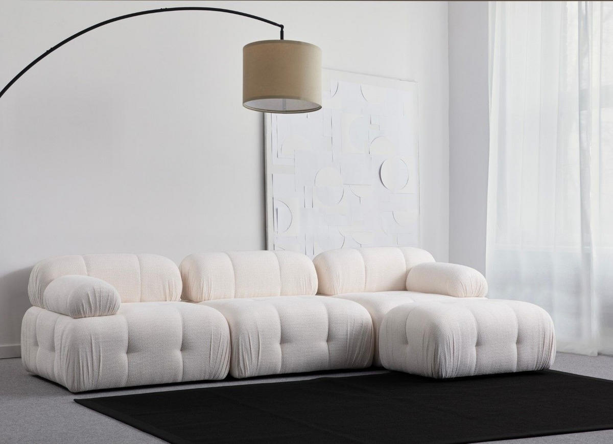 ECKSOFA inklusive Hocker - Schwarz/Weiß, Holz/Kunststoff (290/160cm) - myHomelando