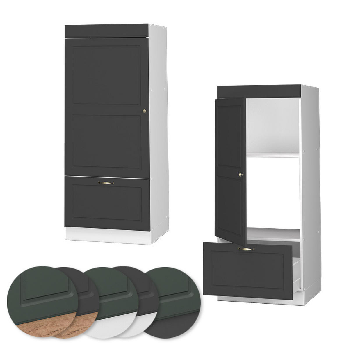 MIKROWELLENSCHRANK Fame-Line Anthrazit-Gold Landhaus 60 cm - Anthrazit/Goldfarben, Holzwerkstoff (60/153.6/58.1cm) - Vicco