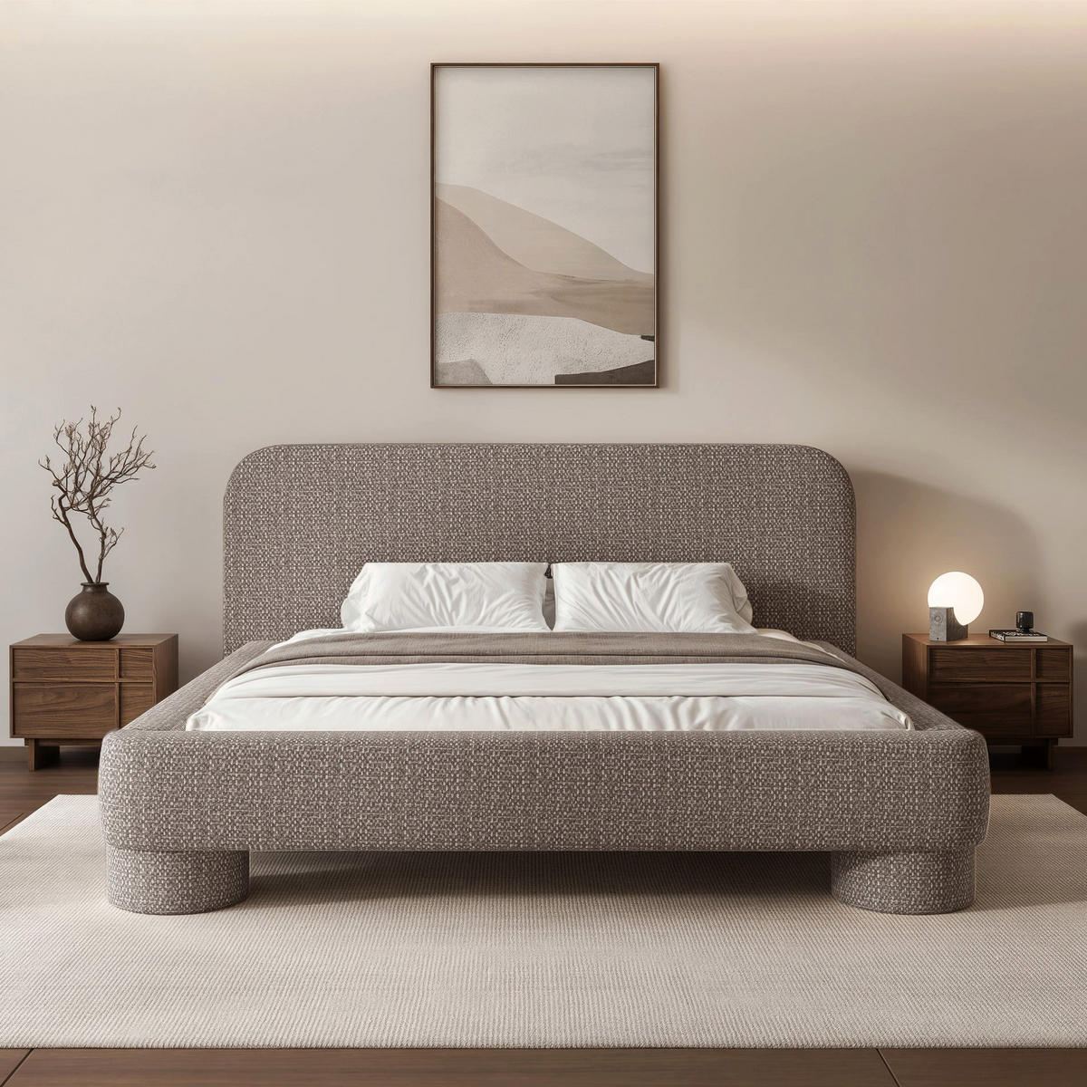 ČALOUNĚNÁ postel Fredo, 140x200 cm - šedohnědá, kompozitní dřevo/textil (140/200cm) - Selsey