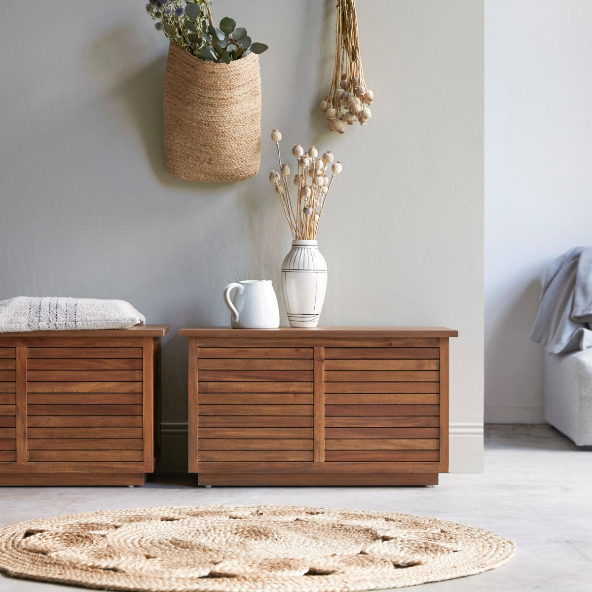 TRUHE Loggia Natur aus Akazie - Naturfarben, Holz (80/40cm) - Tikamoon