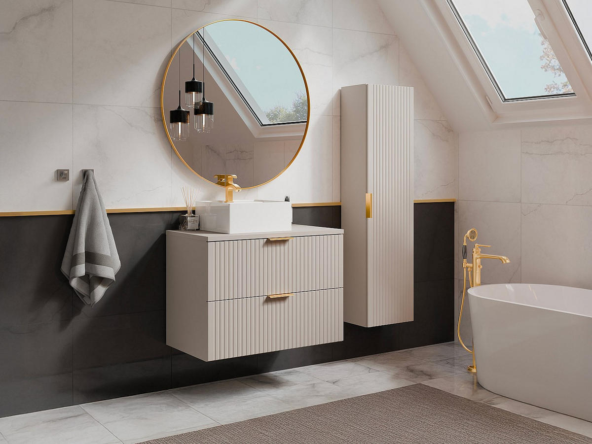 BADSCHRANK - 35 cm x 25 cm - holz - beige Zevara - Beige, Holz (35/140/25cm) - Vente-Unique