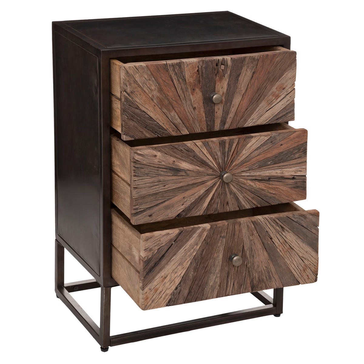 NACHTSCHRANK aus recyceltes Holz Origins 49/33/74 cm - Braun, Metall (33/74/49cm) - Atmosphera Createur d´interieur