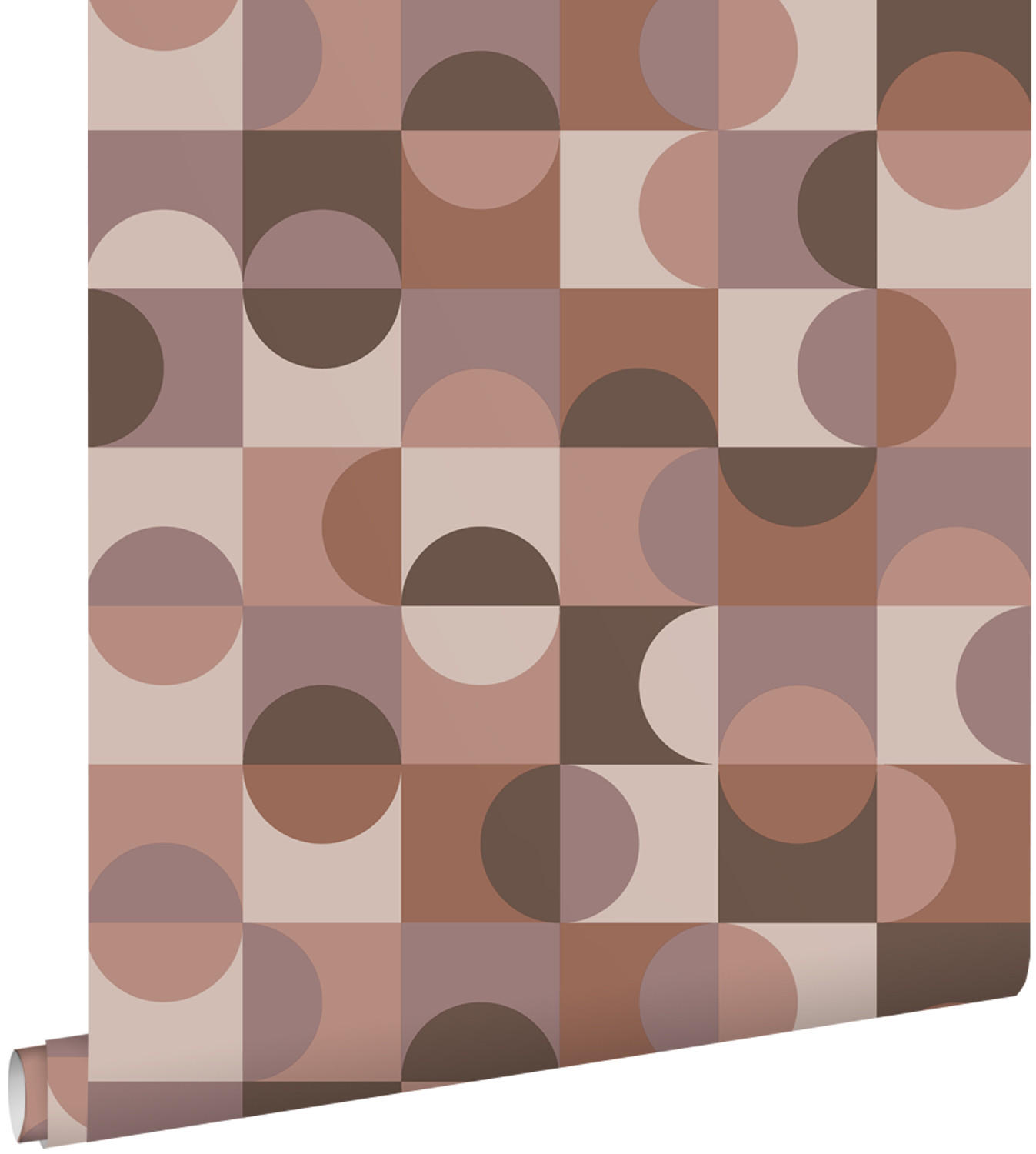 TAPETE Kreise im Bauhaus-Stil 50 x 900 cm - Braun, Papier (50/900cm) - ESTAhome
