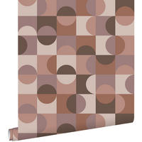 TAPETE Kreise im Bauhaus-Stil 50 x 900 cm - Braun, Papier (50/900cm) - ESTAhome
