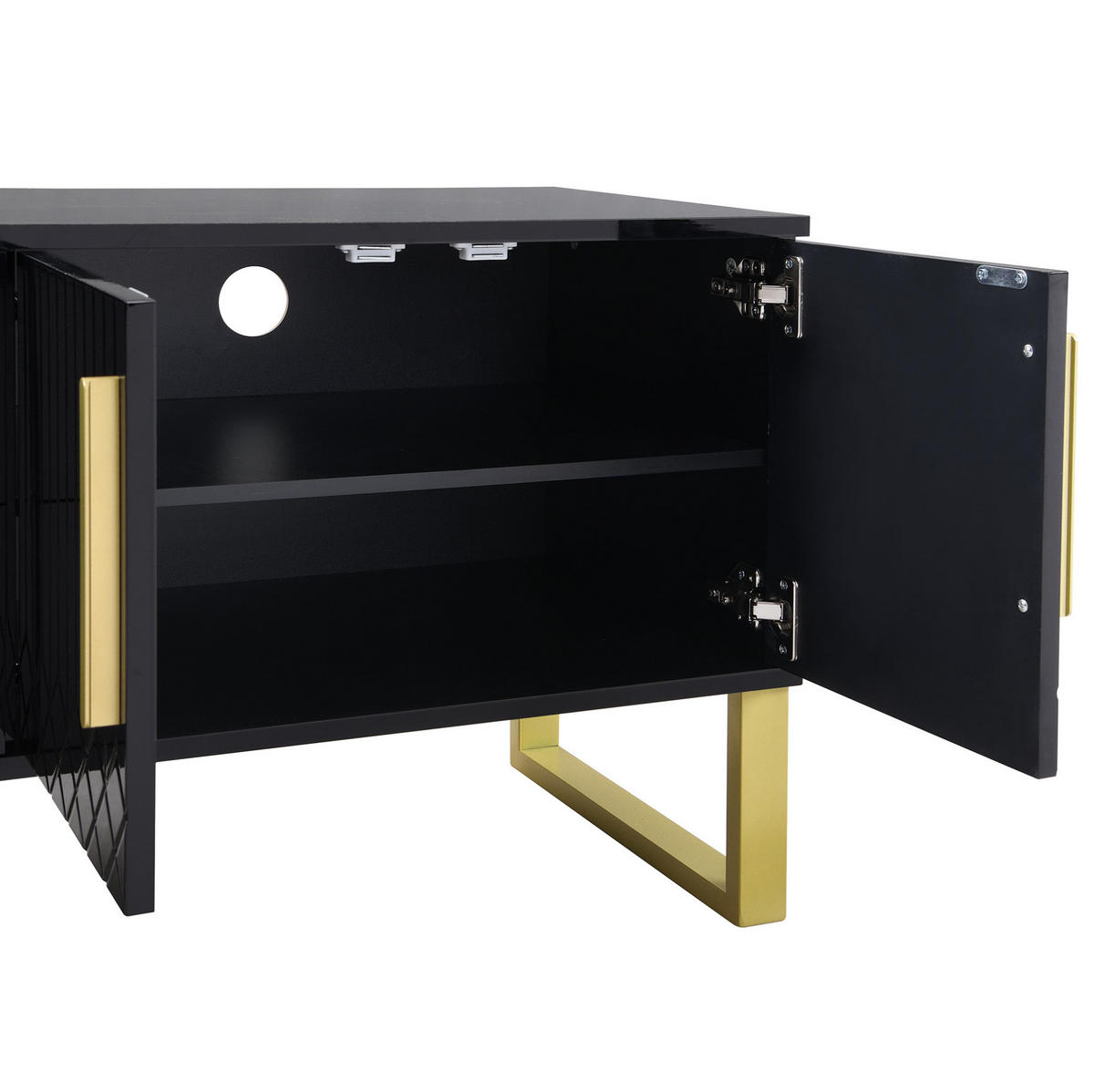 TV-LOWBOARD 170/40/53,5 cm schwarz aus MDF mit Kabelöffnung - Schwarz, Holzwerkstoff (170/53.5/40cm) - OKWISH
