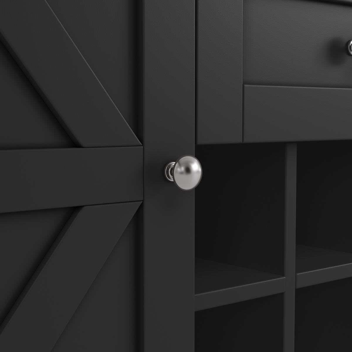 GESCHIRRSCHRANK aus MDF 120x40x188cm in Schwarz mit Weinregal - Schwarz, Holzwerkstoff (120/188/40cm) - Modfu