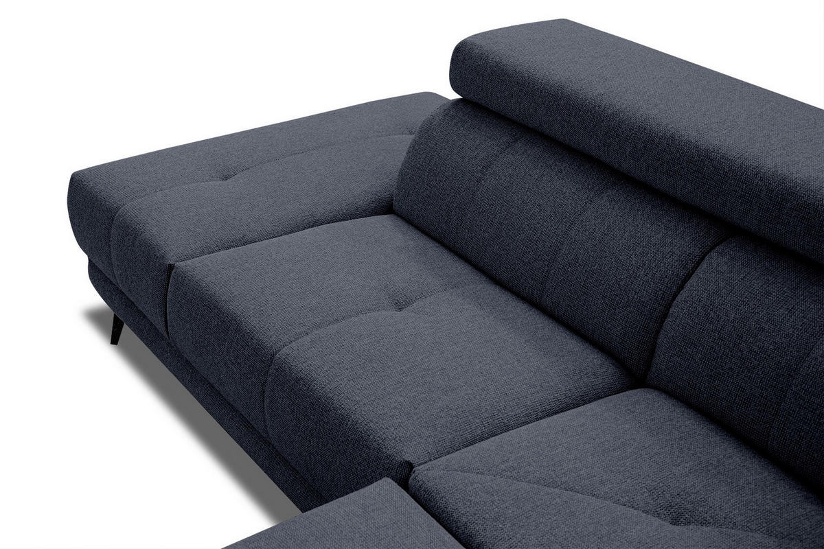 ECKSOFA MORELLO 5-Sitzer, dunkelblau - Schwarz/Dunkelblau, Holzwerkstoff/Textil (158/269cm) - Courtois Laville