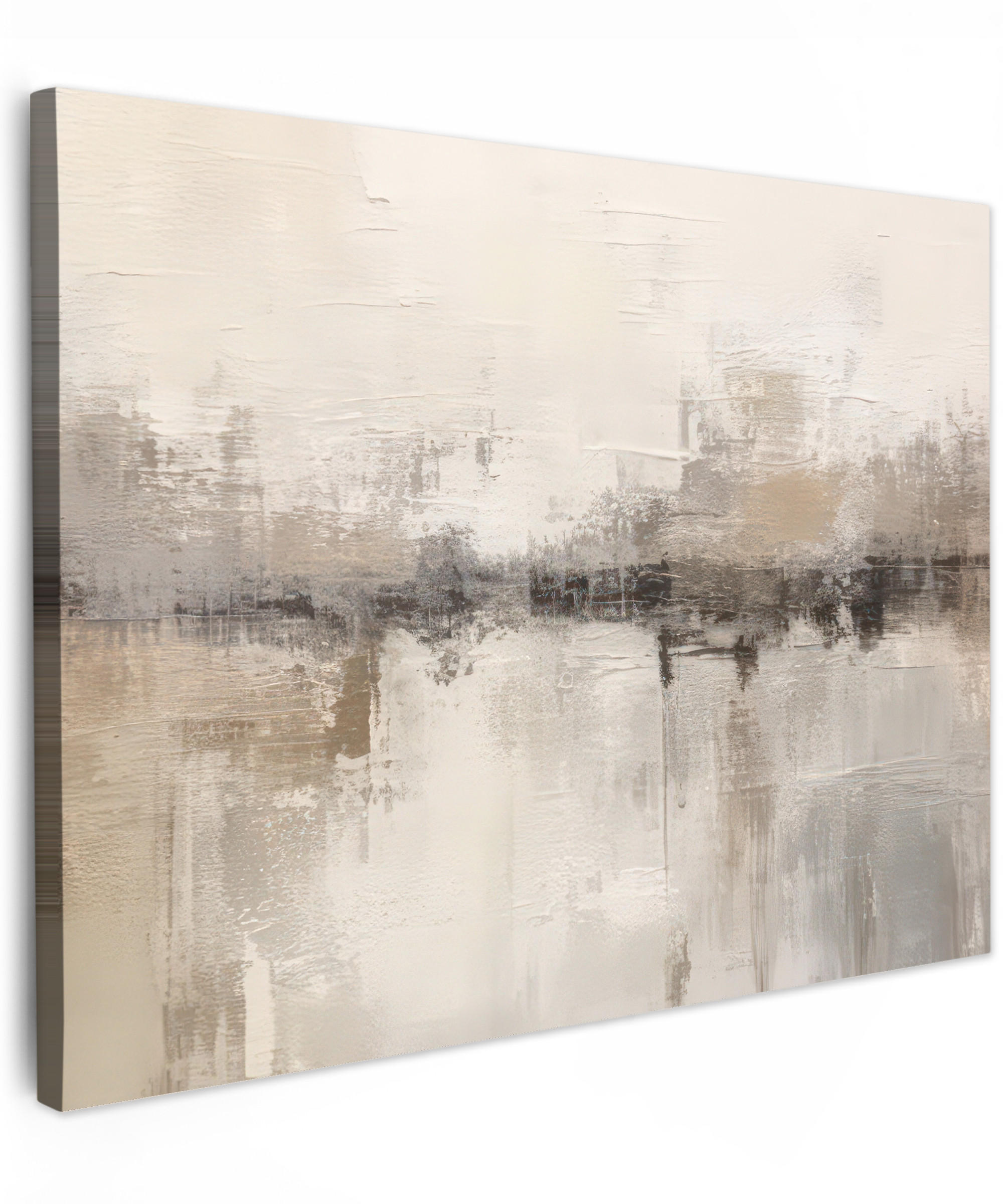 LEINWANDBILD Moderne Kunst - Abstrakt - Beige Wandbilder 80x60 cm - Beige, Textil (80/60cm) - MuchoWow