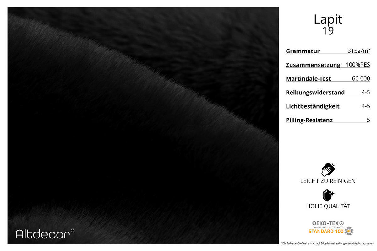 WOHNLANDSCHAFT Ottomane Links MOVO-L 345x180x78 cm Schwarz Tissu - Schwarz Hochglanz, Holzwerkstoff/Kunststoff (345/78/180cm) - ALTDECOR