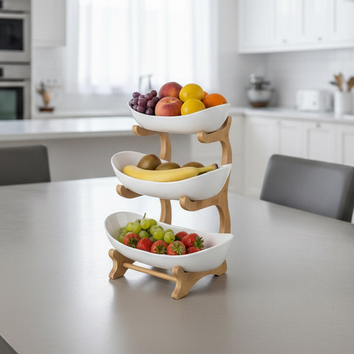 OBSTETAGERE - Multicolor, Holz/Kunststoff (25/34cm) - Relaxdays