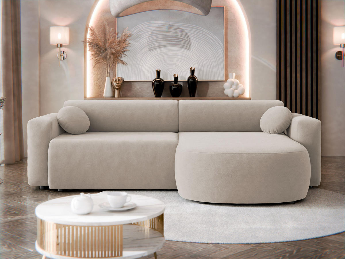 ECKSOFA Nicelo - Schwarz/Naturfarben, Holz/Kunststoff (252/150cm) - MIRJAN24