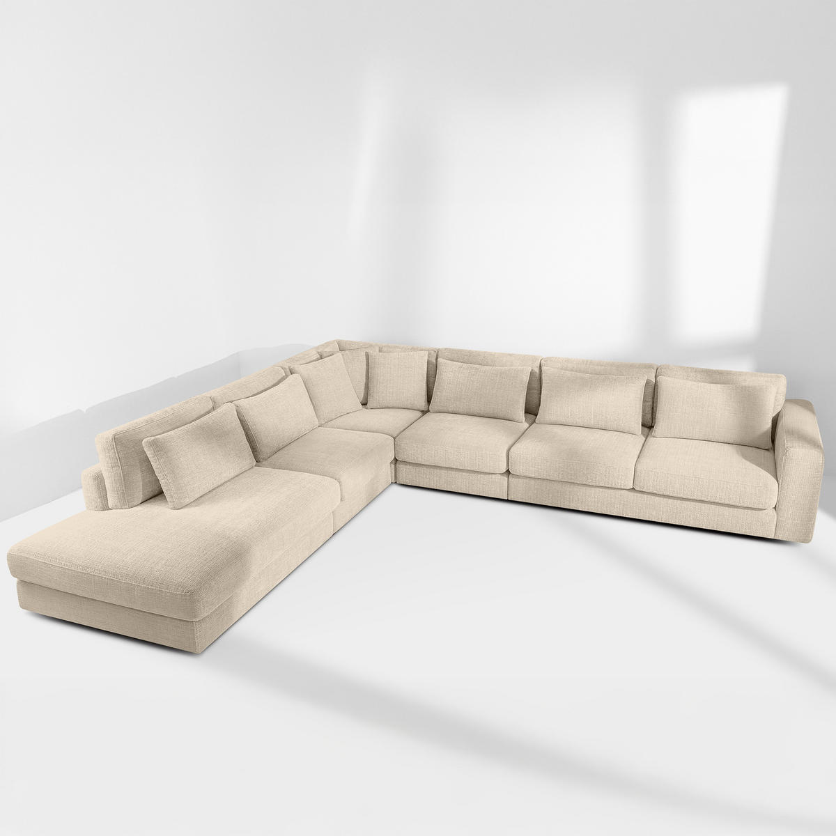 ECKSOFA XL links VERUS - Creme, Holz/Holzwerkstoff (377/328cm) - KONSIMO®