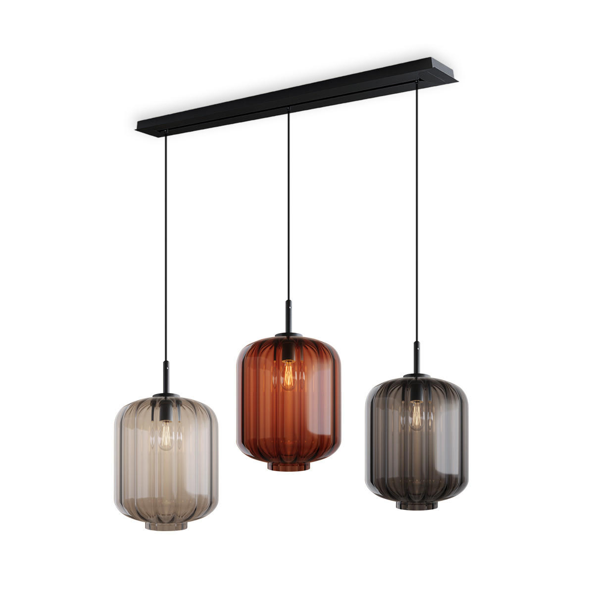 HÄNGELEUCHTE Velo 3-flammig Mehrfarbig Ø 25cm - Multicolor/Schwarz, Glas (25/25/27cm) - s.luce