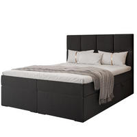 BOXBETT 120x200 cm mit Topper - Schwarz, Textil (120/200cm) - Idohome