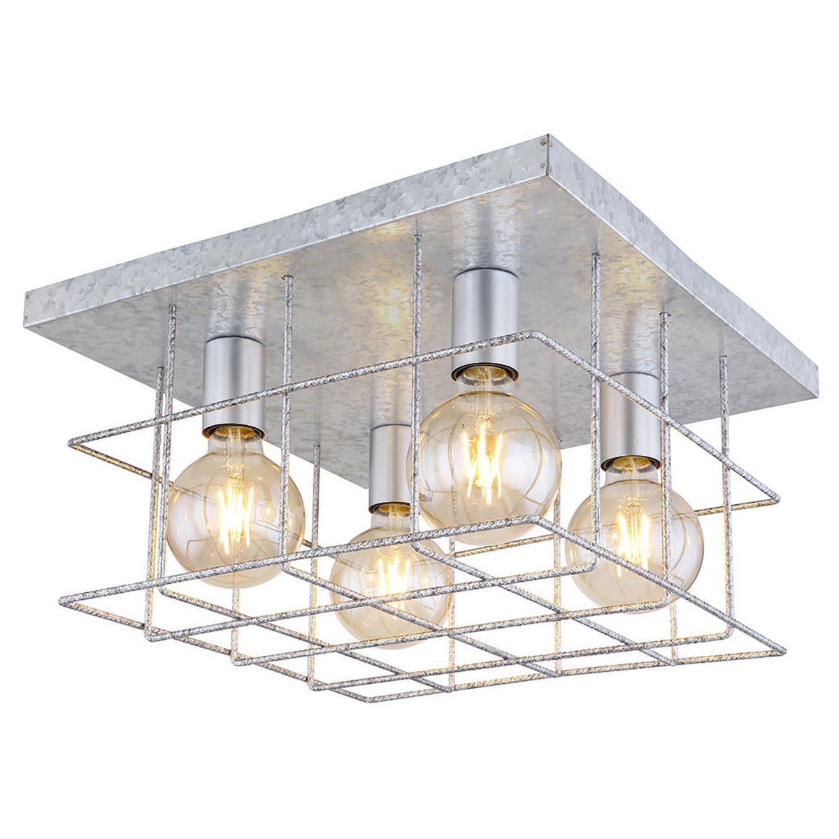 DECKENLEUCHTE Metall Silber Gitteroptik - Silberfarben, Metall (40/40/20cm) - Globo Lighting
