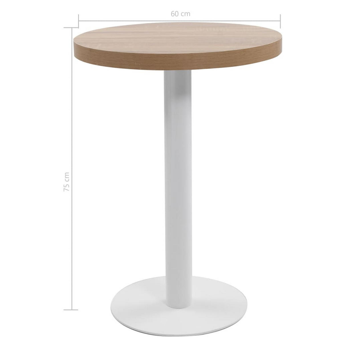 BISTROTISCH Flori rund Hellbraun/Weiß 60 cm MDF - Weiß, Holz (60/60/75cm) - DELUKE