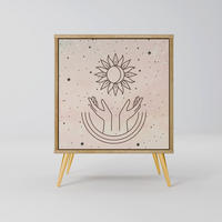 SIDEBOARD DELICATE BEAUTY, Eichefarben, 57,5x42x75,5 cm, Goldfarbene Metallfüße - Eichefarben/Goldfarben, Holzwerkstoff/Metall (57.5/75.5/42cm) - SpaceRebels