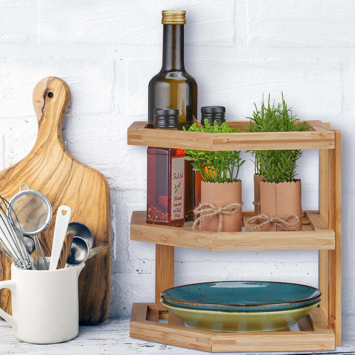 SCHRANKEINSATZ - Hellbraun, Holz (25.5/25.5/25.5cm) - Relaxdays