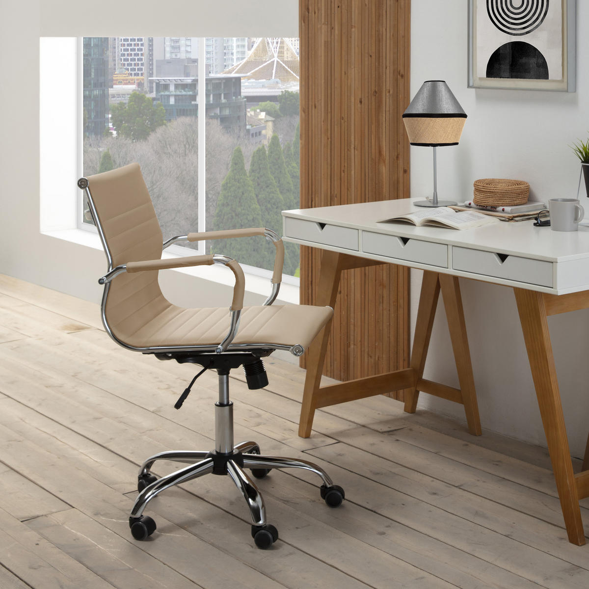 SCAUN ROTATIV Croma cu funcție de pat, culoare taupe - taupe, blană (62/91/54cm) - VS Venta-stock