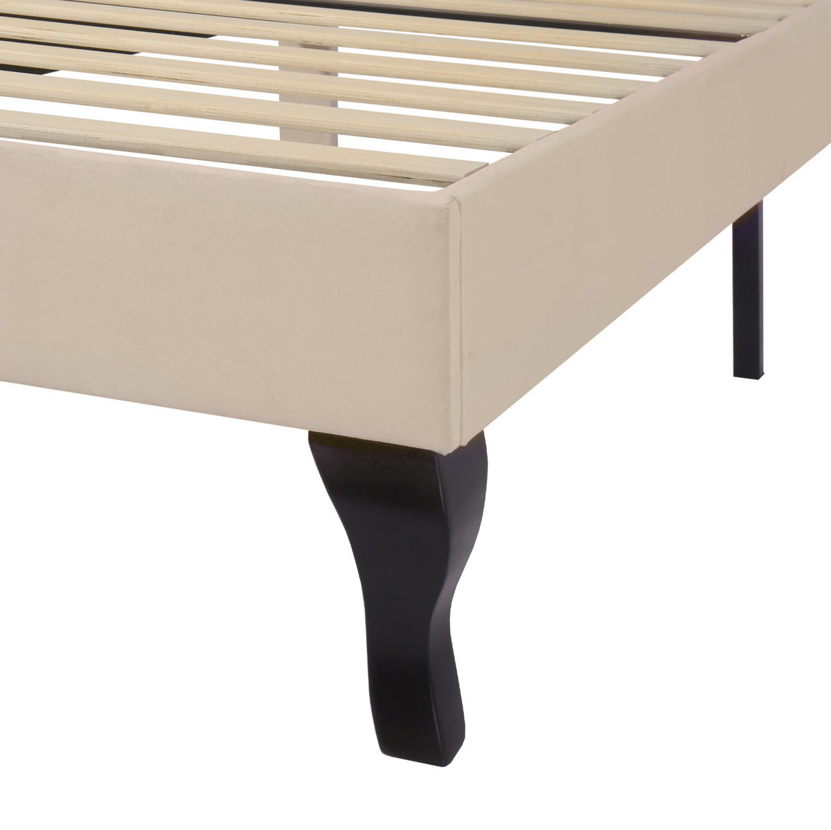 POLSTERBETT aus Samt 90x200 cm Beige mit Lattenrost und höhenverstellbarem Kopfteil - Beige, Textil (90/200cm) - IVMEU
