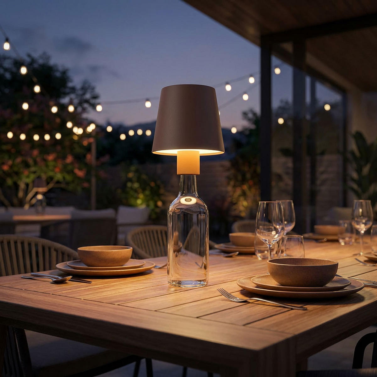 FLASCHENLAMPE, Metall Braun, LED Touchdimmer 2x - Braun, Metall (10.6/10.6/13cm) - Globo Lighting
